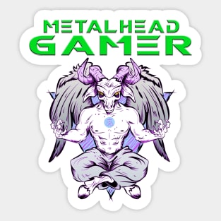 Metalhead Gamer Baphomet Meditate Green Sticker